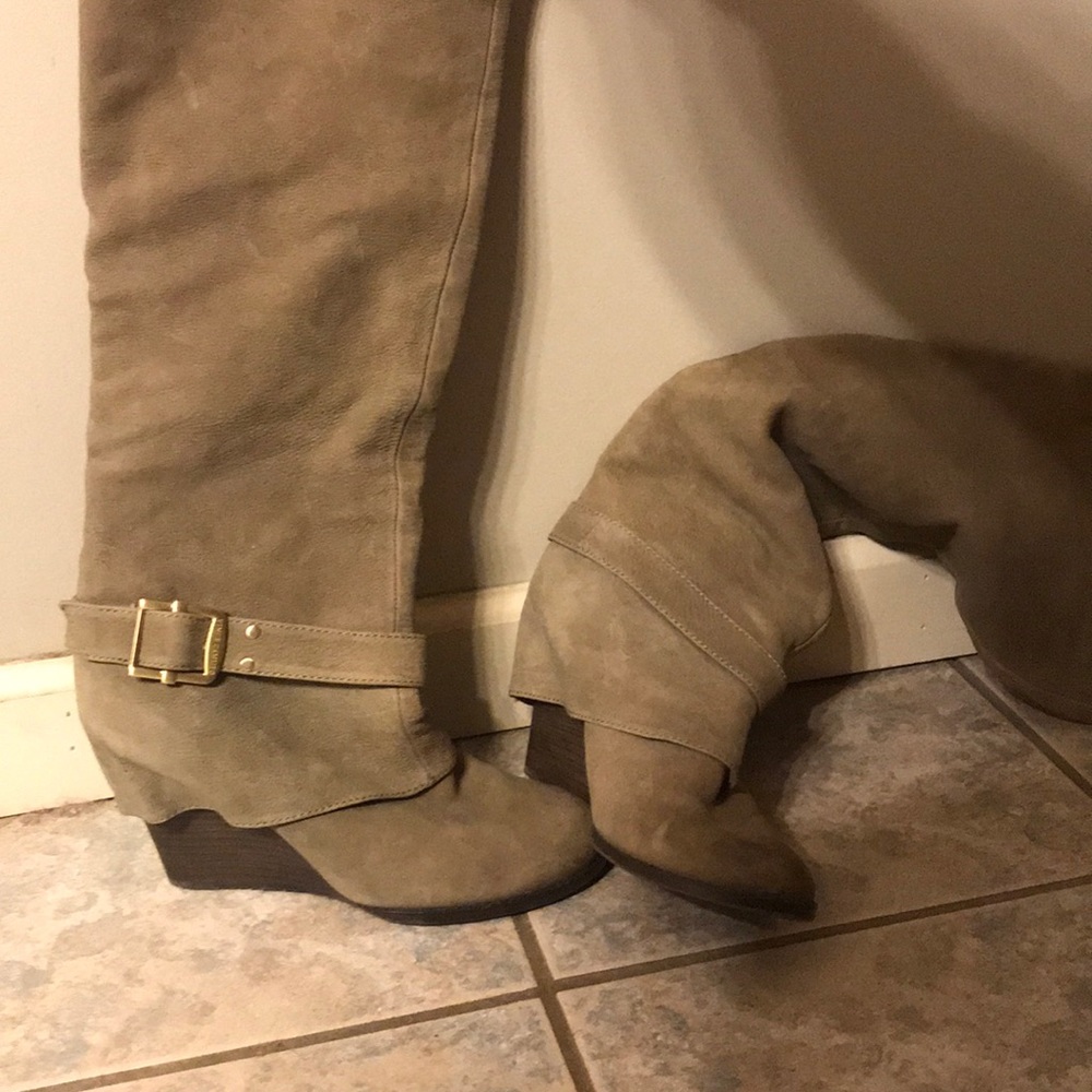 Knee high wedge boots